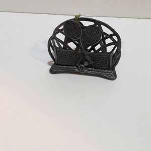 RARE NEW VINTAGE METZKE 1991 PEWTER TENNIS RACKETS NAPKIN HOLDER